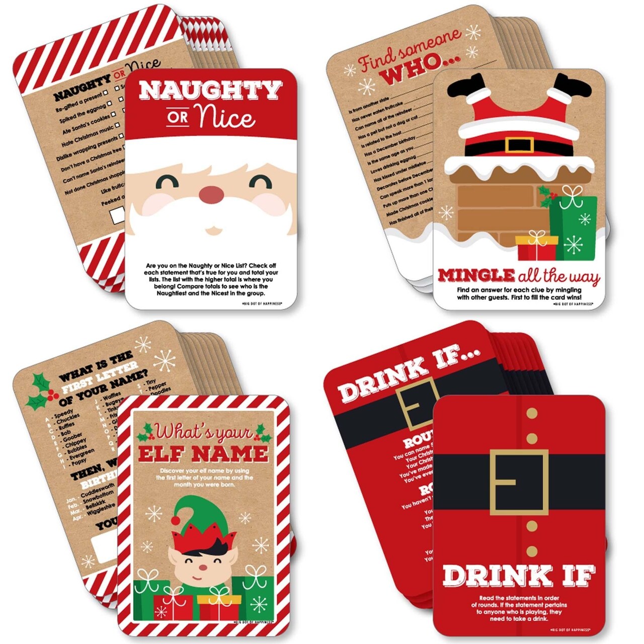 Big Dot of Happiness Jolly Santa Claus - 4 Christmas Party Games - 10 Cards  Each - Gamerific Bundle